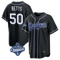Rebec LA.Dodgers #50 Mookie Betts Player Black World Series Meet Carbon Limited Home Stitched Jerseys