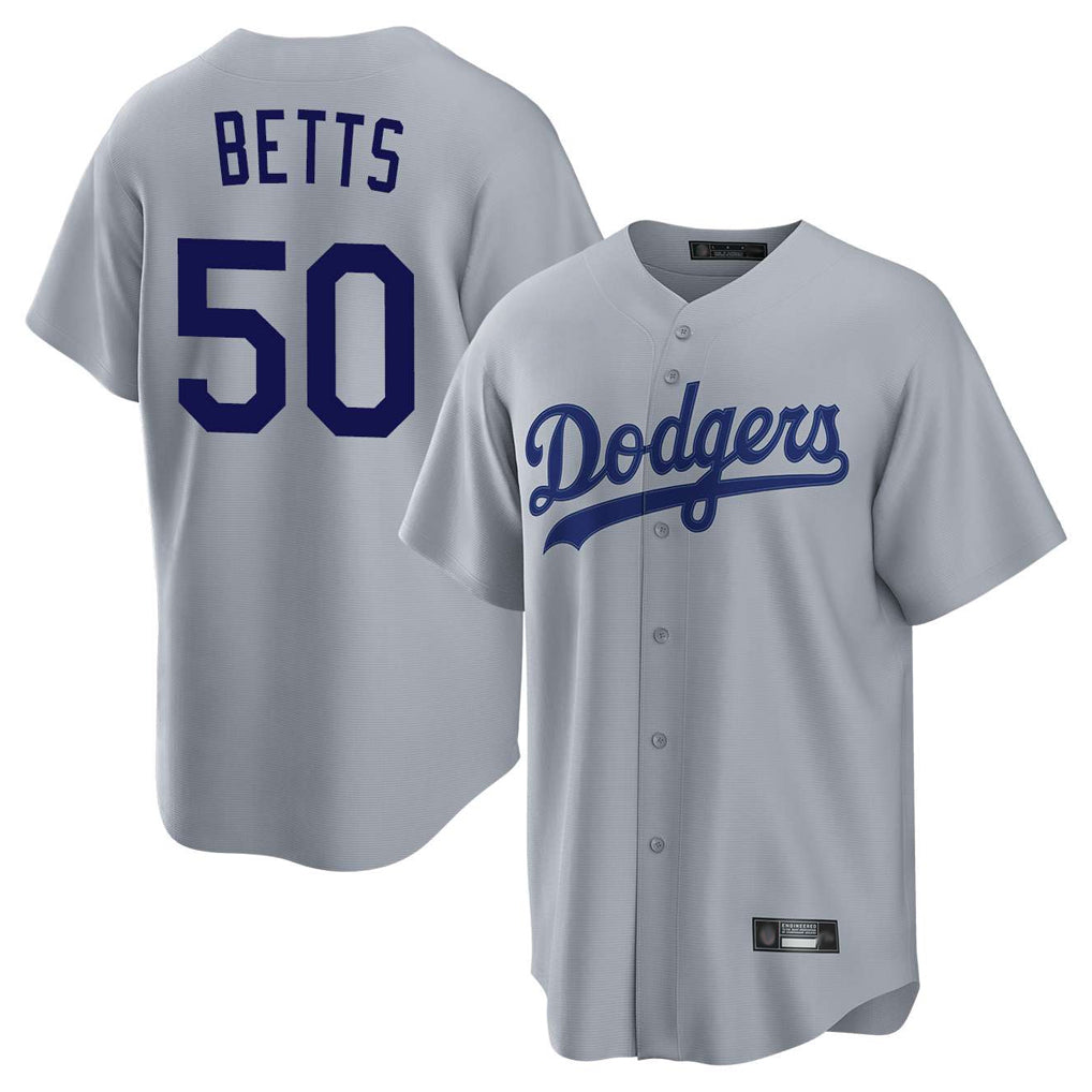 Rebec LA.Dodgers #50 Mookie Betts Player Gray Game Stitched Jerseys