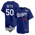 Rebec LA.Dodgers #50 Mookie Betts Player Royal World Series Limited Home Stitched Jerseys