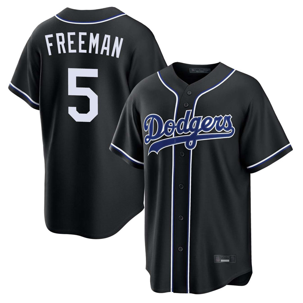 Rebec LA.Dodgers #5 Freddie Freeman Player Black Carbon Limited Home Stitched Jerseys