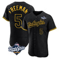 Rebec LA.Dodgers #5 Freddie Freeman Player Black World Series Snake Skin City Limited Elite Home Stitched Jerseys