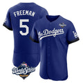Rebec LA.Dodgers #5 Freddie Freeman Player Royal World Series City Connect Elite Home Stitched Jerseys