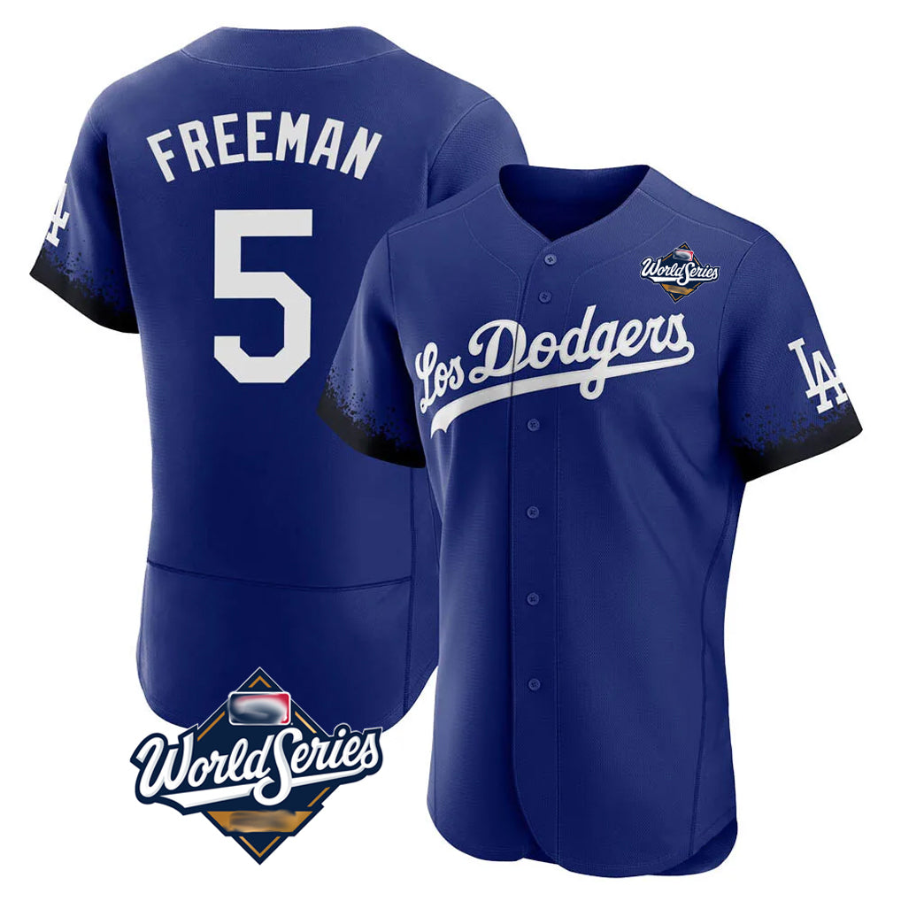 Rebec LA.Dodgers #5 Freddie Freeman Player Royal World Series City Connect Elite Home Stitched Jerseys