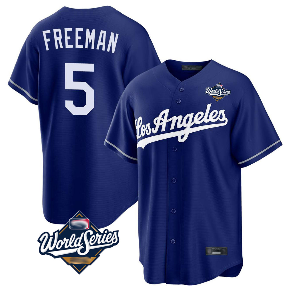 Rebec LA.Dodgers #5 Freddie Freeman Player Royal World Series Game Stitched Jerseys