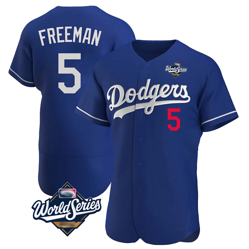 Rebec LA.Dodgers #5 Freddie Freeman Player Royal World Series Limited Elite Home Stitched Jerseys