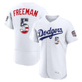 Rebec LA.Dodgers #5 Freddie Freeman Player White USA 250 Fourth of July Limited Elite Home Game Stitched Jerseys