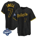 Rebec LA.Dodgers #7 Blake Snell Player Black Snake Skin City Game Home World Series Meet Stitched Jerseys