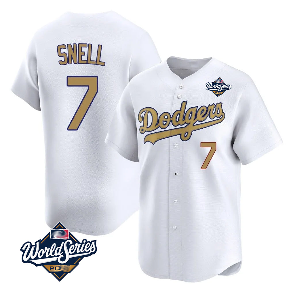 Rebec LA.Dodgers #7 Blake Snell Player Gold Collection Limited World Series Home Stitched Jerseys