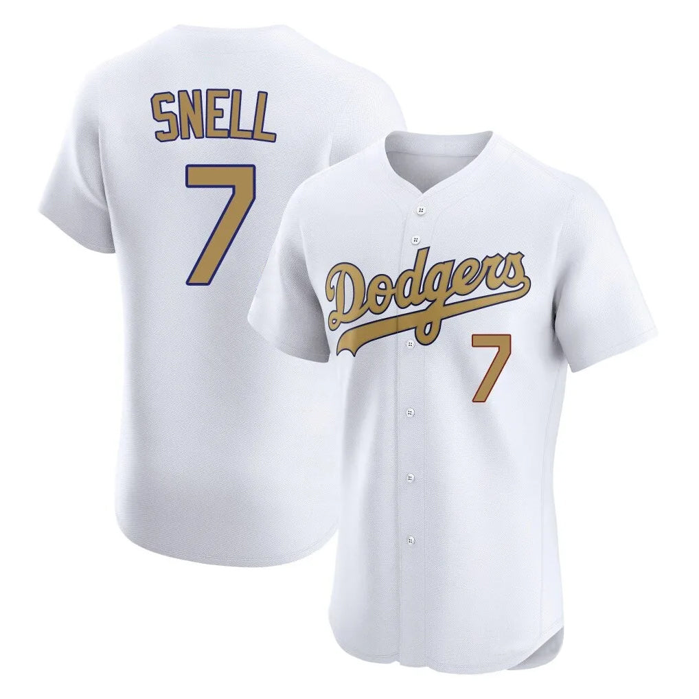 Rebec LA.Dodgers #7 Blake Snell Player Gold Limited Elite Home Stitched Jerseys