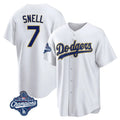 Rebec LA.Dodgers #7 Blake Snell Player Gold White World Series Meet Home Game Stitched Jerseys