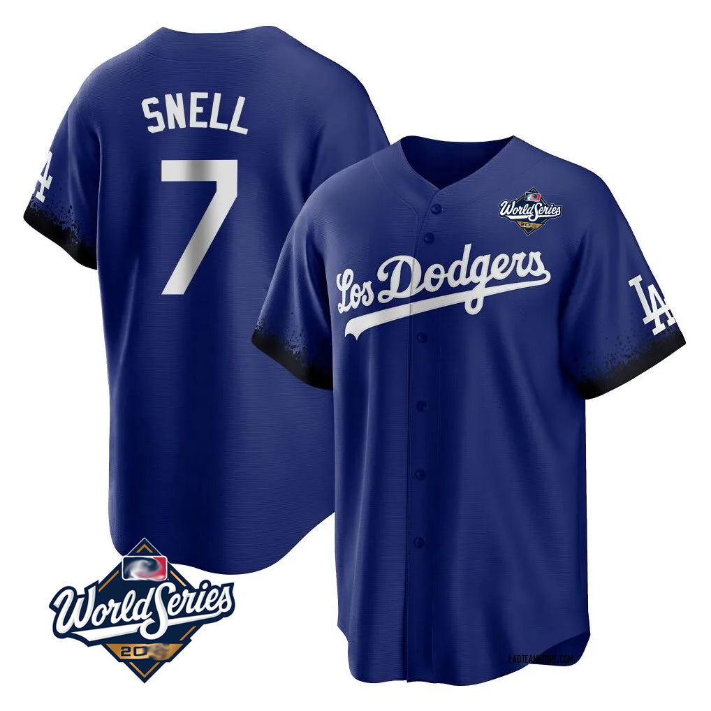 Rebec LA.Dodgers #7 Blake Snell Player Royal City Connect Game World Series Stitched Jerseys