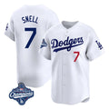 Rebec LA.Dodgers #7 Blake Snell Player White Game Limited World Series Meet Home Stitched Jerseys