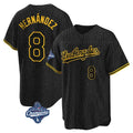 Rebec LA.Dodgers #8 Enrique Hern¨¢ndez Player Black Gold World Series Meet Limited Home Stitched Jerseys