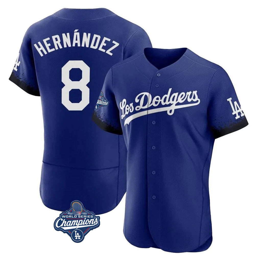 Rebec LA.Dodgers #8 Enrique Hern¨¢ndez Player Royal World Series Meet City Connect Elite Home Stitched Jerseys