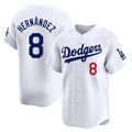 Rebec LA.Dodgers #8 Enrique Hern¨¢ndez Player White Limited Home Stitched Jerseys