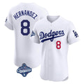 Rebec LA.Dodgers #8 Enrique Hern¨¢ndez Player White World Series Meet Limited Elite Home Stitched Jerseys