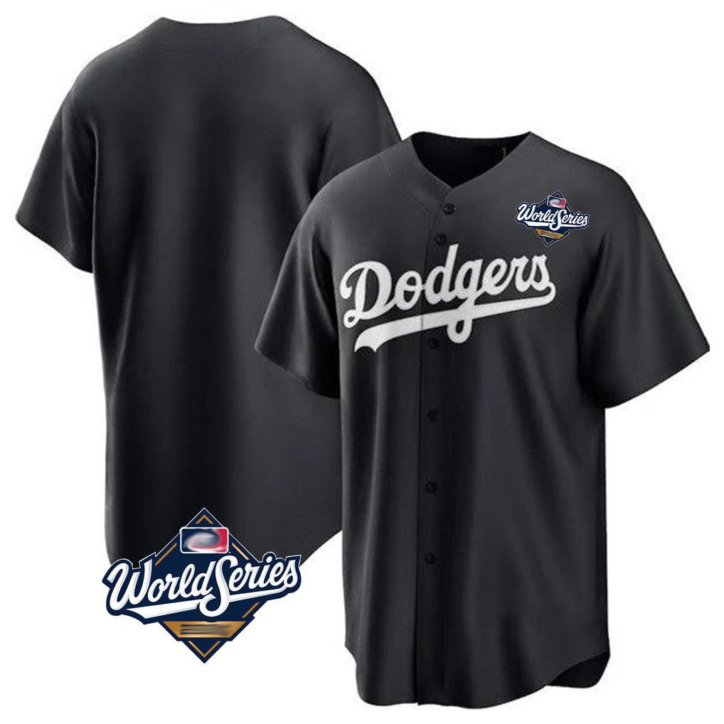 Rebec LA.Dodgers Blank Player Black Pitch Fashion World Series T-shirt Stitched Jerseys