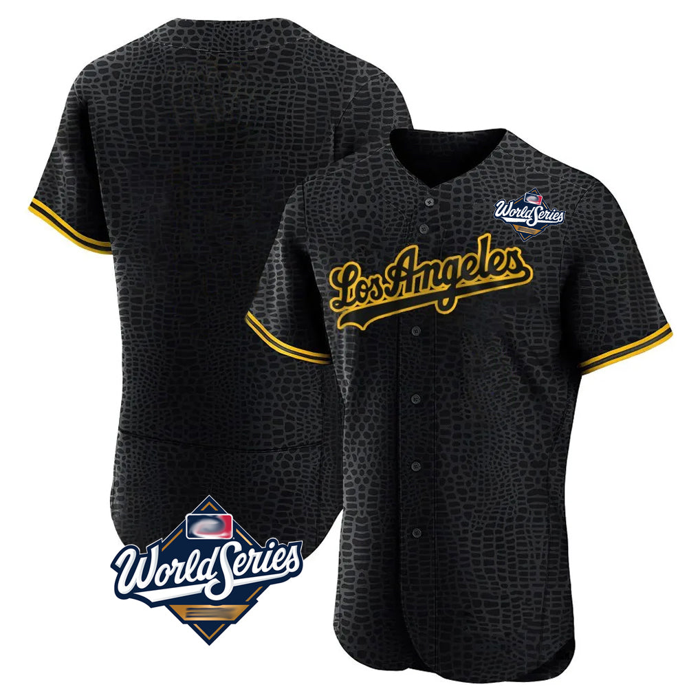 Rebec LA.Dodgers Blank Player Black Snake Skin City Limited Elite Home World Series Stitched Jerseys