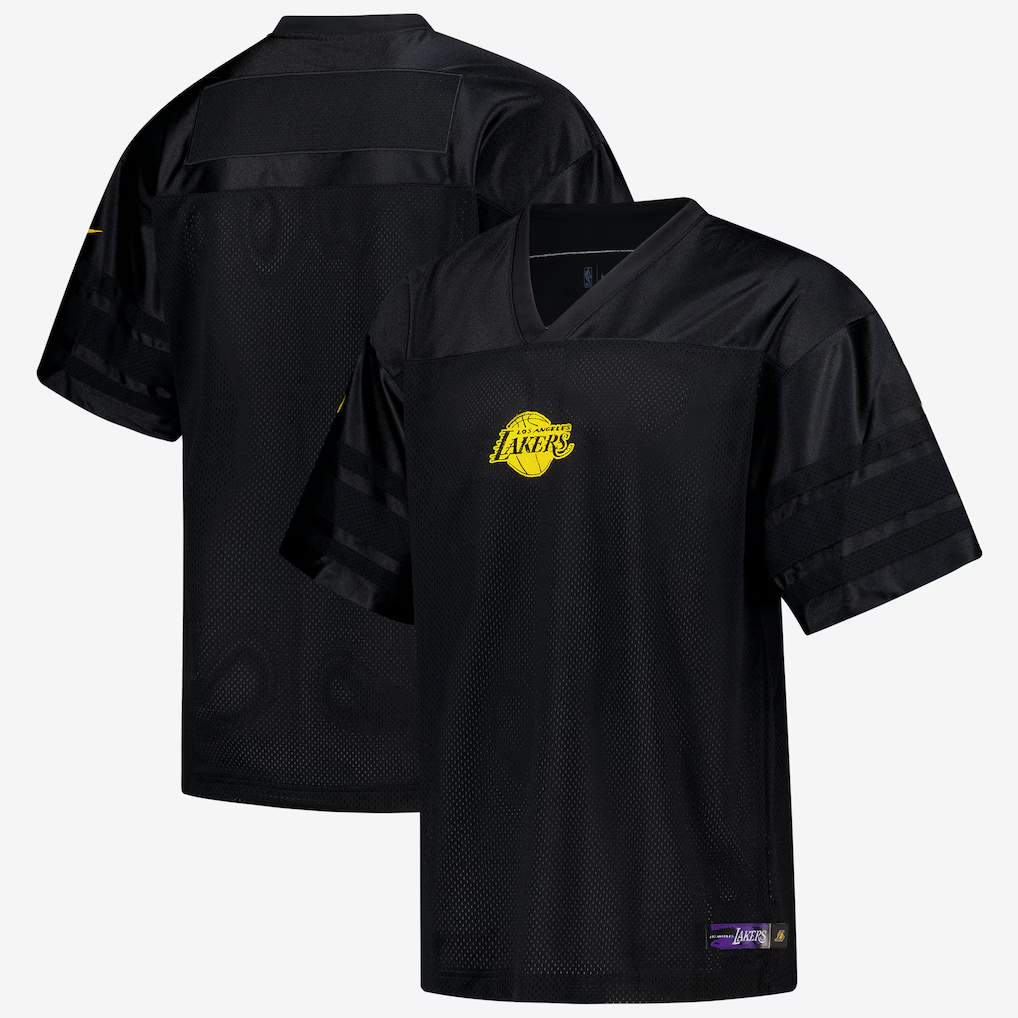Rebec LA.Lakers Black Courtside Football Stitched Jerseys