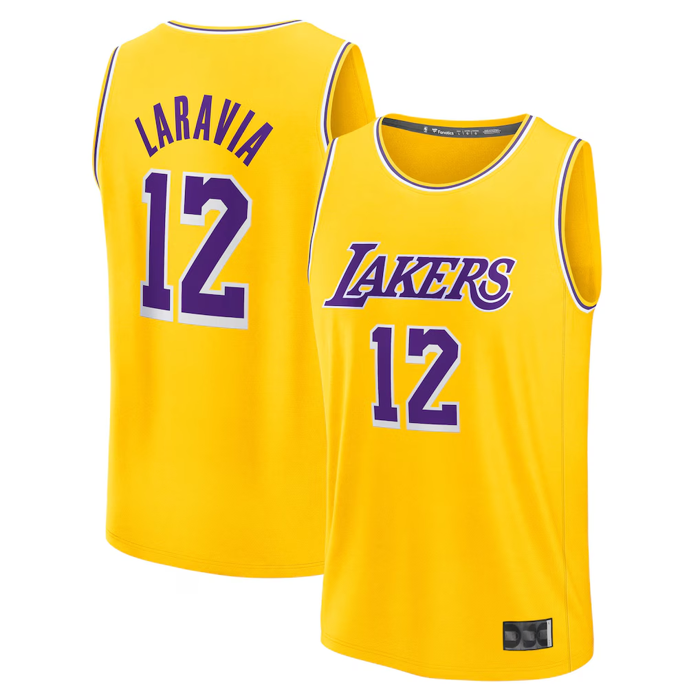 Rebec LA.Lakers #12 Jake LaRavia Gold Fast Break Replica Stitched Jerseys - Icon Edition