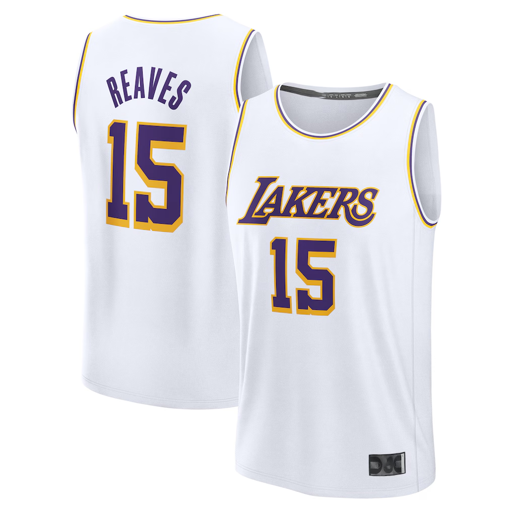 Rebec LA.Lakers #15 Austin Reaves White Fast Break Replica Player Stitched Jerseys - Association Edition