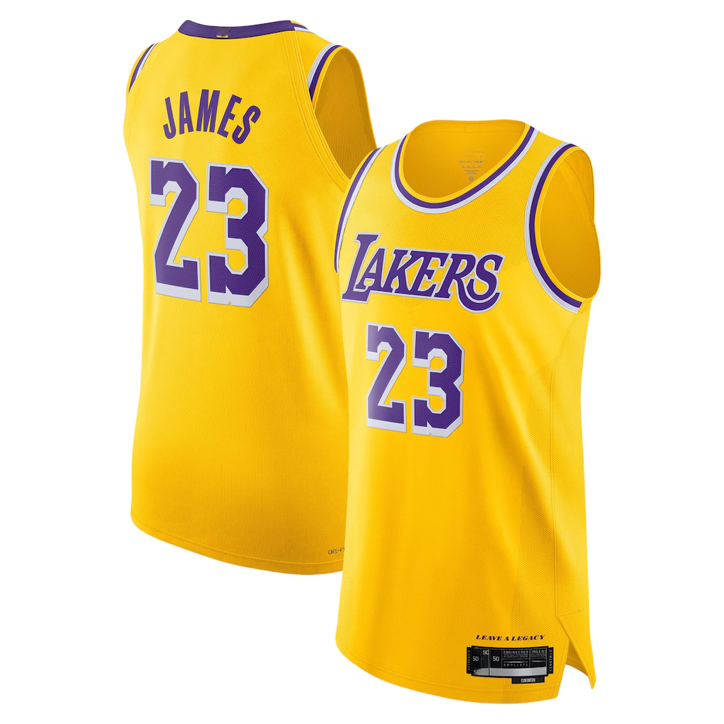 Rebec LA.Lakers #23 LeBron James Gold Icon Edition - Icon Edition Stitched Jerseys