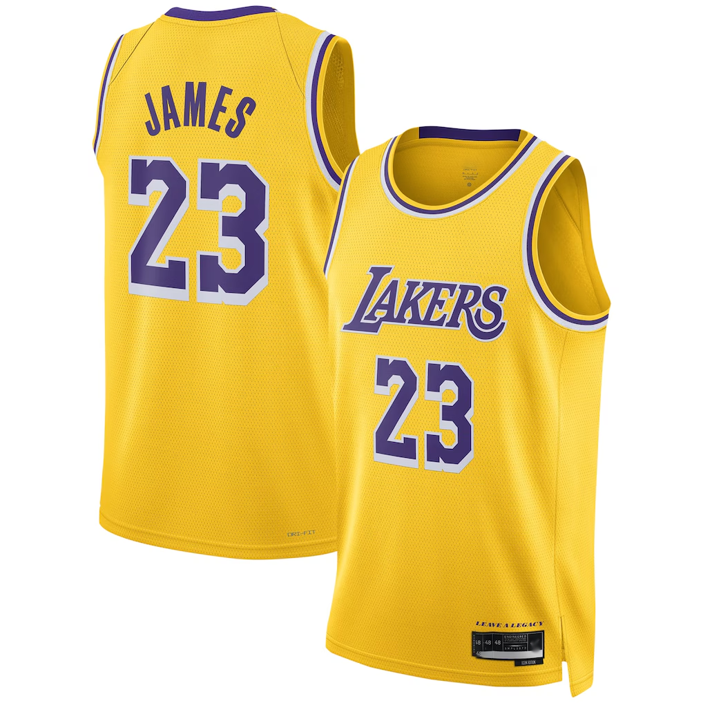 Rebec LA.Lakers #23 LeBron James Gold Swingman Stitched Jerseys - Icon Edition