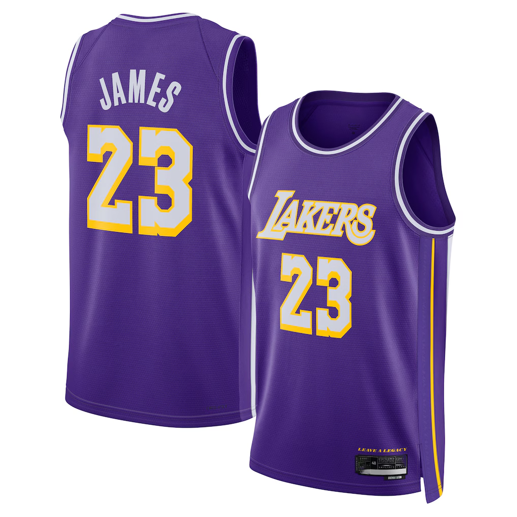 Rebec LA.Lakers #23 LeBron James Purple Swingman Stitched Jerseys - Statement Edition