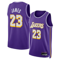 Rebec LA.Lakers #23 LeBron James Purple Swingman Stitched Jerseys - Statement Edition