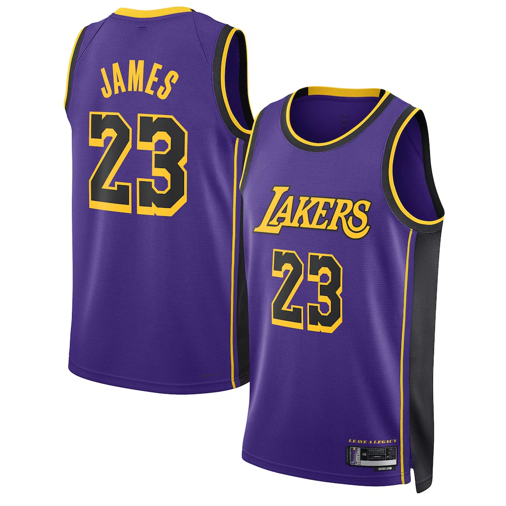 Rebec LA.Lakers #23 Lebron James Statement Edition Swingman Stitched Jerseys