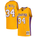 Rebec LA.Lakers #34 Shaquille O'Neal Mitchell & Ness Gold Hardwood Classics Swingman Jerseys
