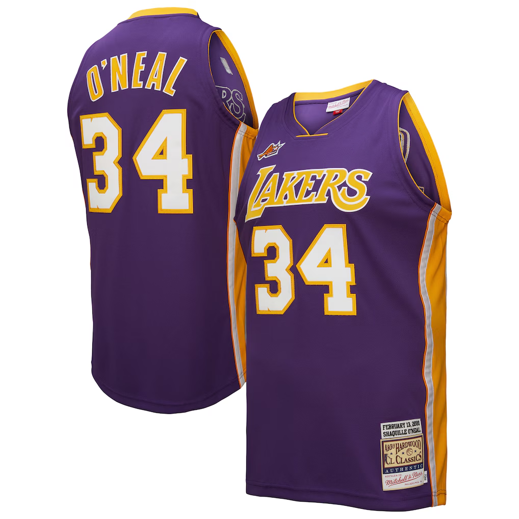 Rebec LA.Lakers #34 Shaquille O'Neal Mitchell & Ness Purple 2000 All-Star Game Authentic Jerseys