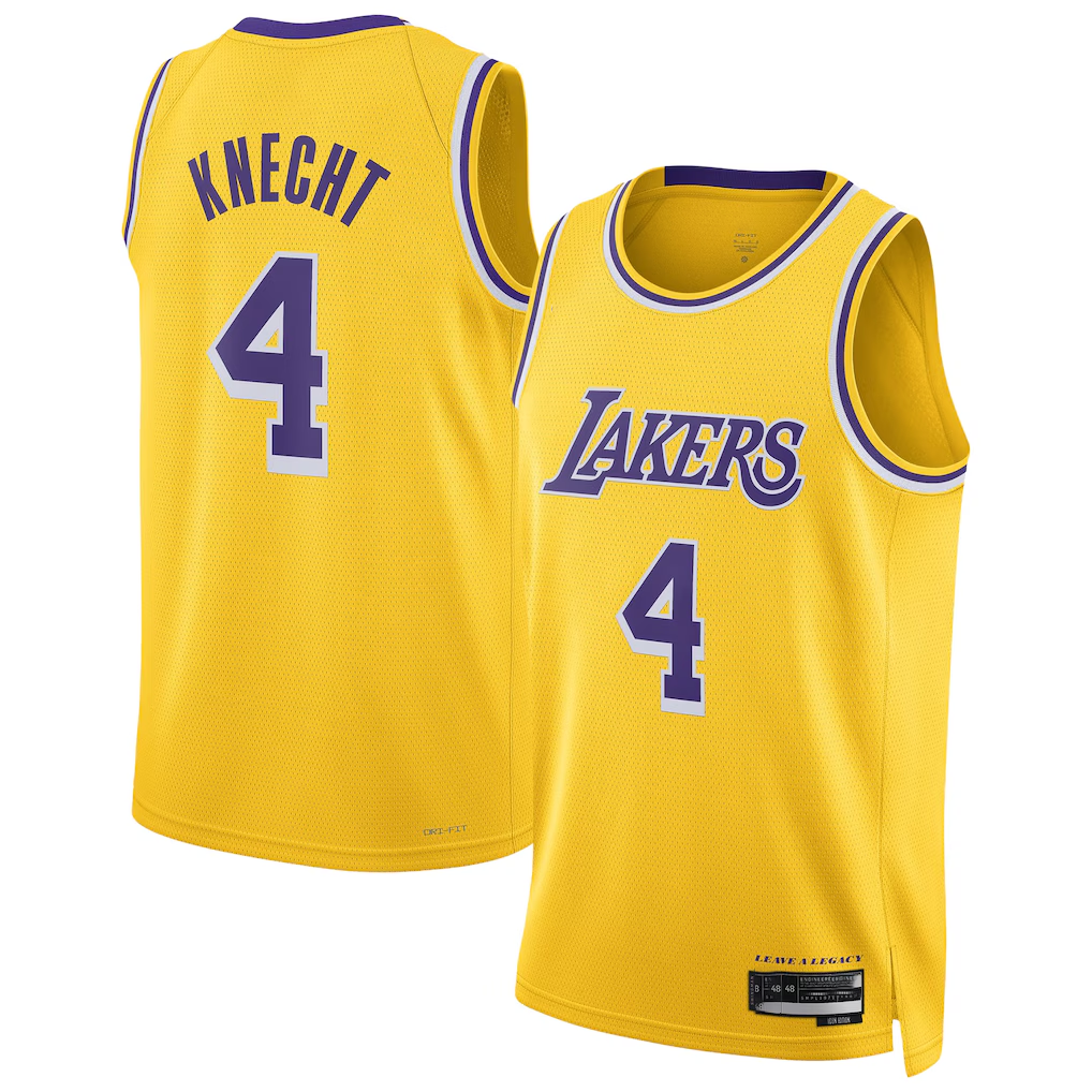 Rebec LA.Lakers #4 Dalton Knecht Gold Swingman Stitched Jerseys