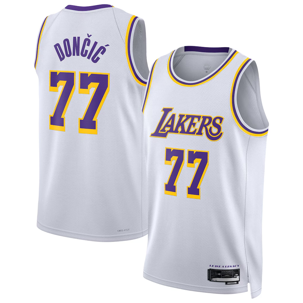 Rebec LA.Lakers #77 Luka Don?i? White Swingman Stitched Jerseys - Association Edition