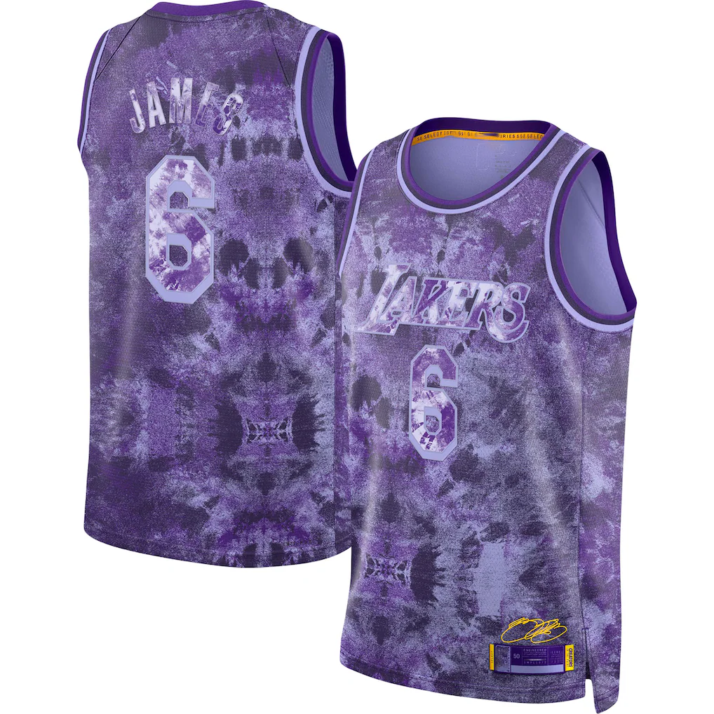 Rebec LA.Lakers #8 LeBron James Purple Select Series Swingman Stitched Jerseys