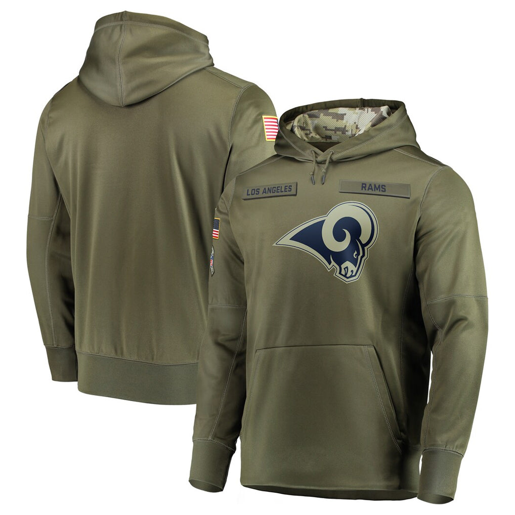 Rebec LA.Rams Olive Salute to Service Pullover Hoodies Home Game Blank Player Stitched Jerseys