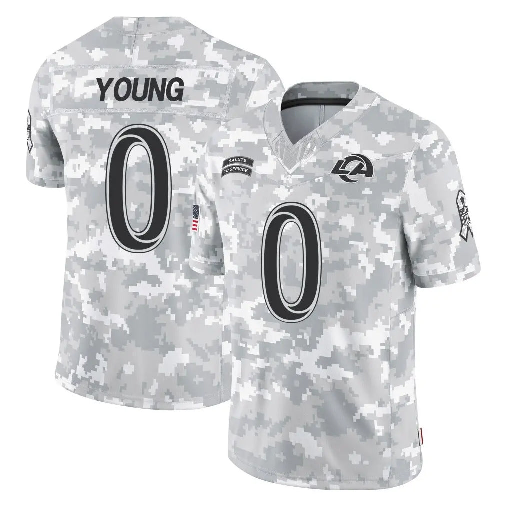 Rebec LA.Rams #0 Byron Young Player Arctic Camo Salute To Service Limited Game Stitched Jerseys