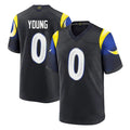 Rebec LA.Rams #0 Byron Young Player Black Midnight Rivalries Collection Home Game Stitched Jerseys