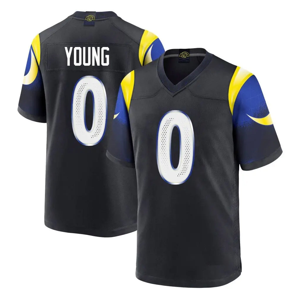 Rebec LA.Rams #0 Byron Young Player Black Midnight Rivalries Collection Home Game Stitched Jerseys