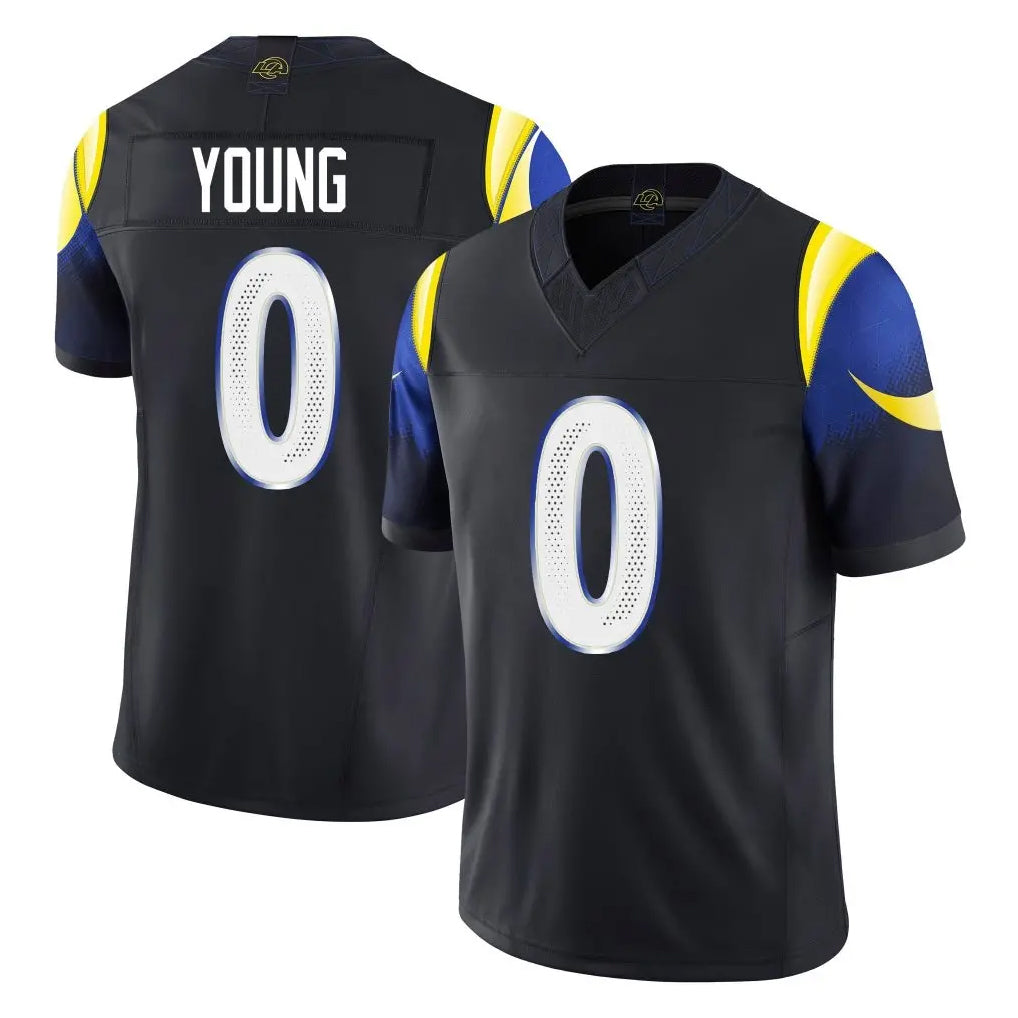 Rebec LA.Rams #0 Byron Young Player Black Midnight Rivalries Collection Limited Home Game Stitched Jerseys