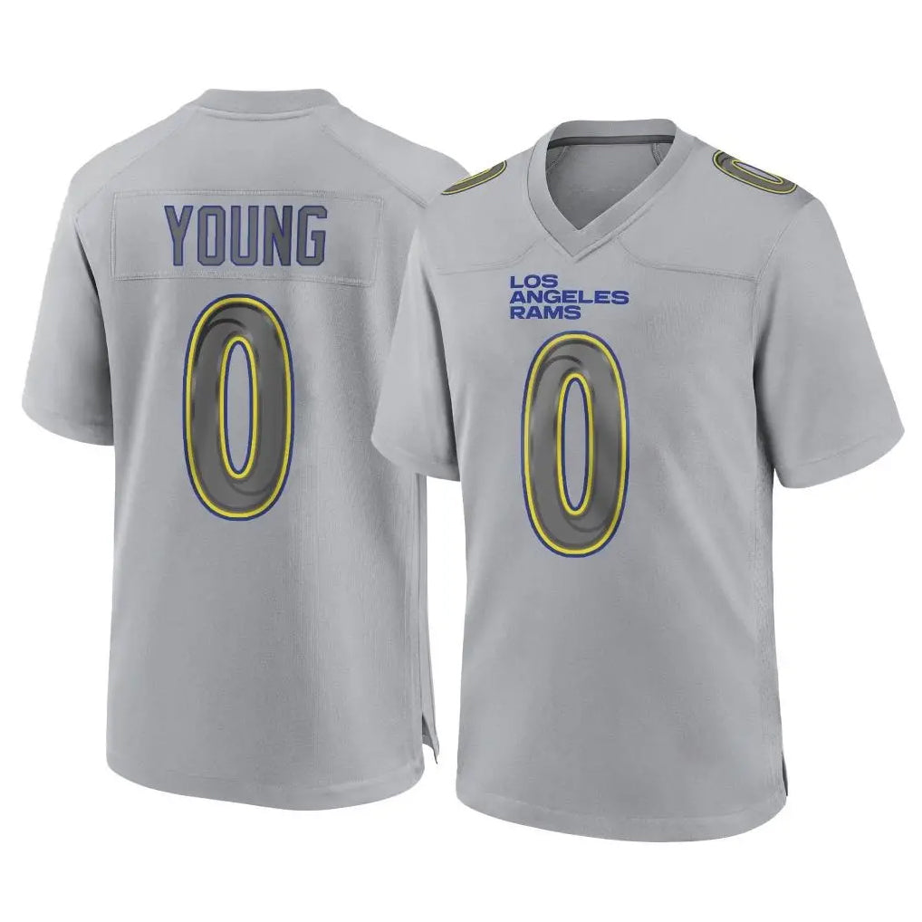 Rebec LA.Rams #0 Byron Young Player Gray Atmosphere Fashion Home Game Stitched Jerseys