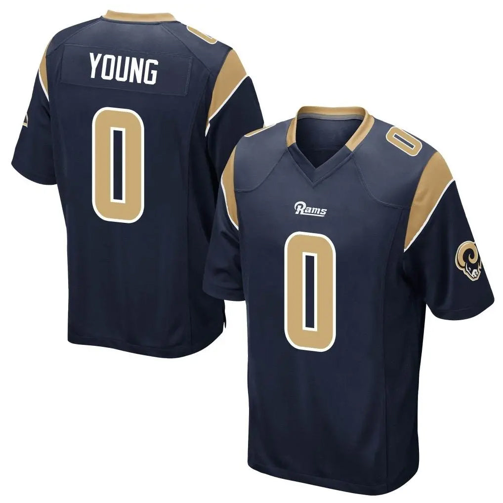 Rebec LA.Rams #0 Byron Young Player Navy Home Game Stitched Jerseys