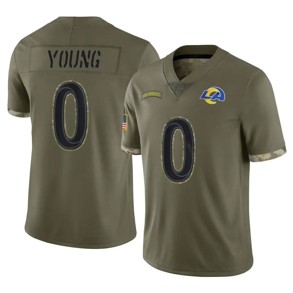 Rebec LA.Rams #0 Byron Young Player Olive Salute To Service Limited Stitched Jerseys