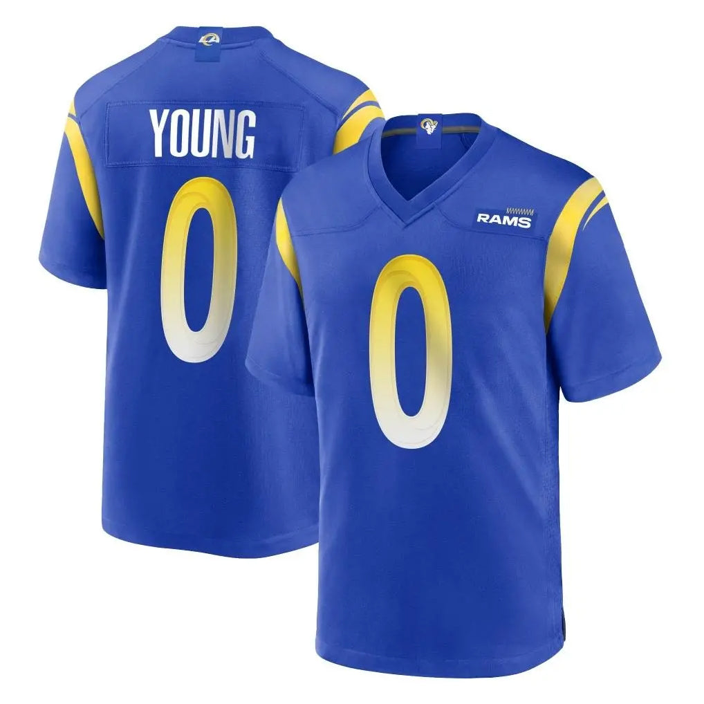 Rebec LA.Rams #0 Byron Young Player Royal Home Game Stitched Jerseys