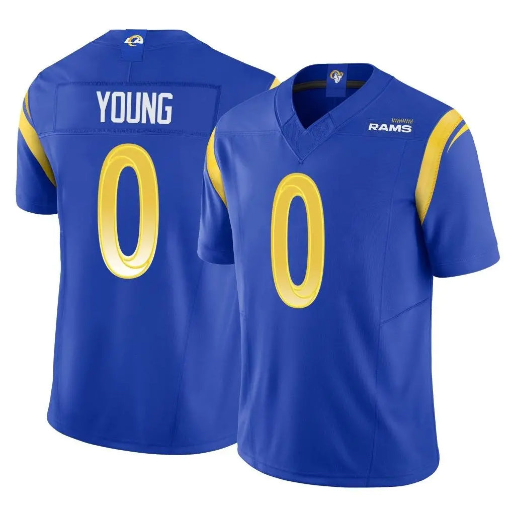 Rebec LA.Rams #0 Byron Young Player Royal Limited Vapor F.U.S.E. Home Game Stitched Jerseys