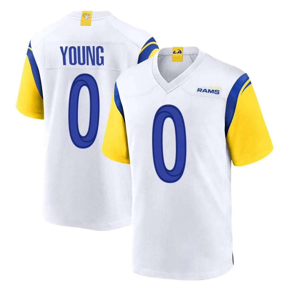 Rebec LA.Rams #0 Byron Young Player White Home Game Stitched Jerseys