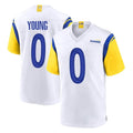 Rebec LA.Rams #0 Byron Young Player White Home Game Stitched Jerseys