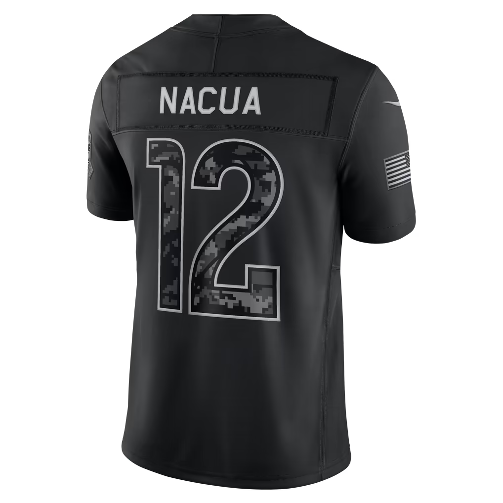 Rebec  LA.Rams #12 Puka Nacua Black 2026 Salute to Service Stitched Limited Jersey