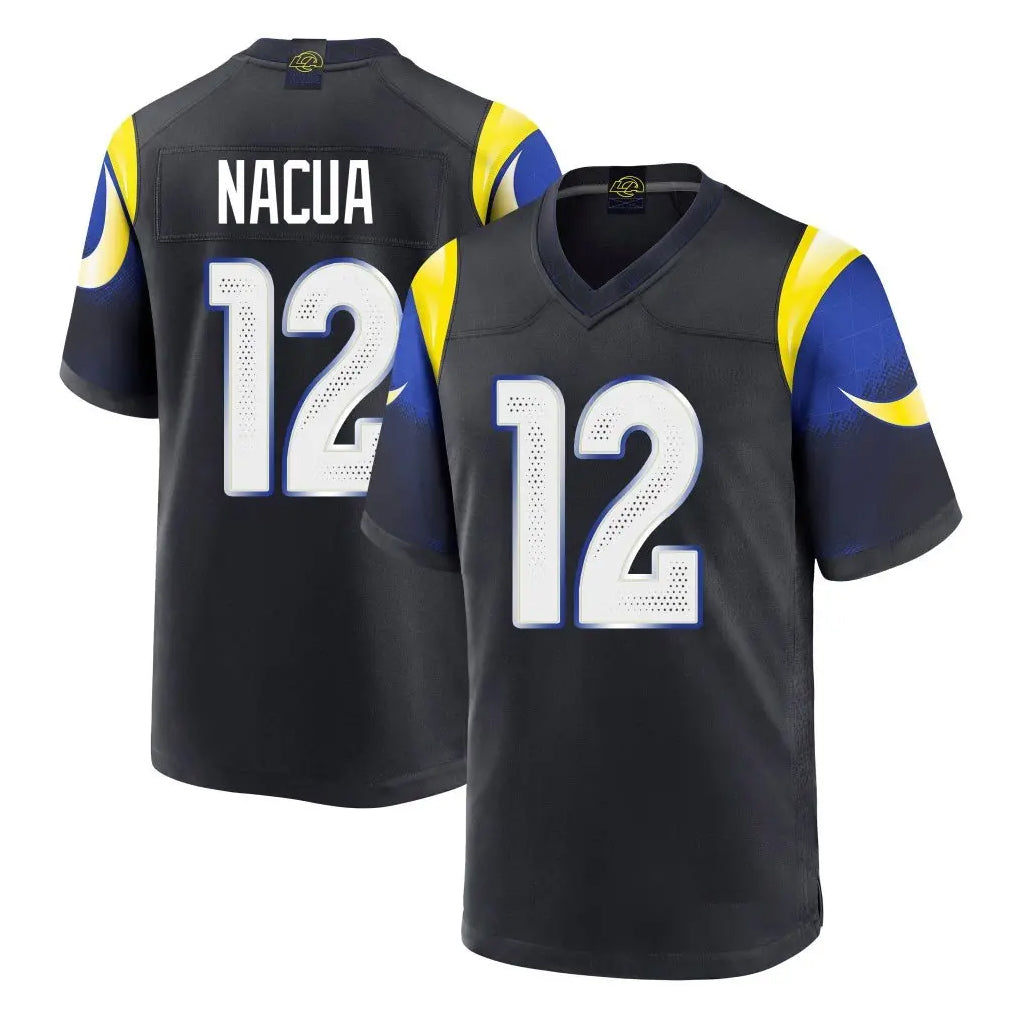 Rebec LA.Rams #12 Puka Nacua Player Black Midnight Rivalries Collection Home Game Stitched Jerseys