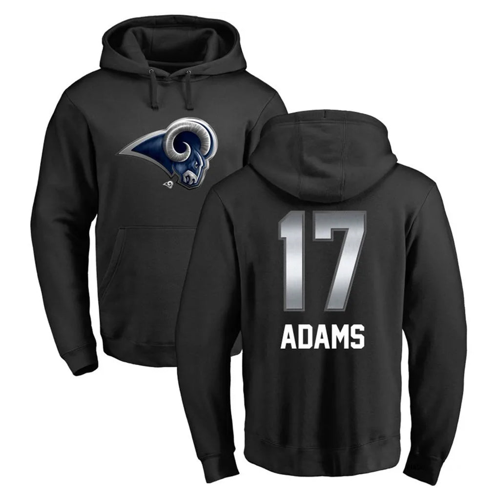 Rebec LA.Rams #17 Davante Adams Player Black Pullover Hoodie Limited Game Stitched Jerseys